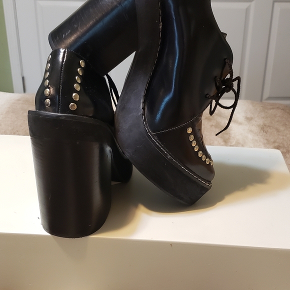 Jeffrey Campbell Black Lace Up Shoes with Silver Accents Handmade Havana Last - Picture 5 of 6